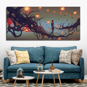 Man Walking on Tree Canvas Wall Painting