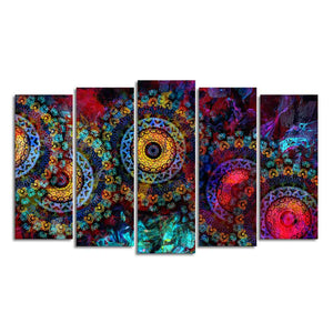 Mandala Art Dark Eyes Canvas Wall Painting of Five Pieces