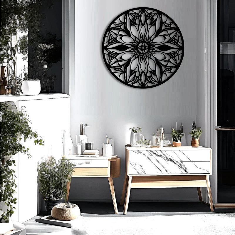 Mandala Art Design Flower Circle Metal Artwork Wall Decor