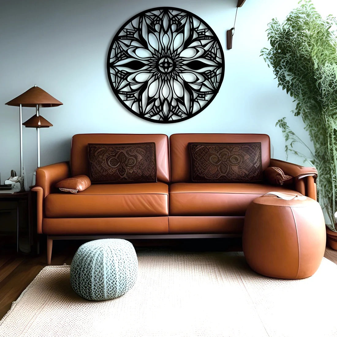 Mandala Art Design Flower Circle Metal Artwork Wall Decor