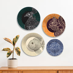 Mandala Pattern Art Wall Plates Painting Set of Four