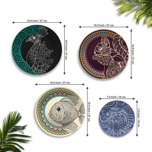 Mandala Pattern Art Wall Plates Painting Set of Four