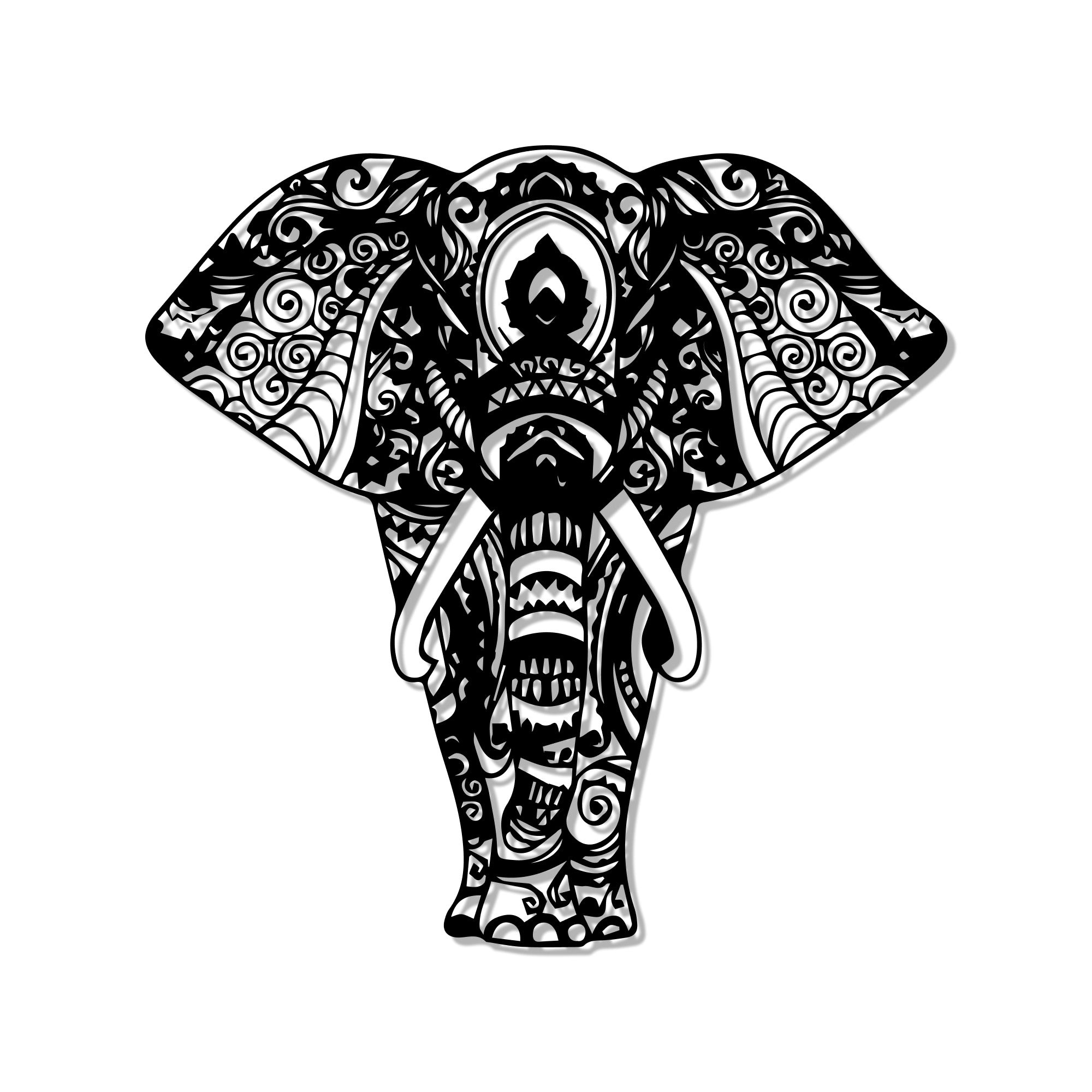 Mandala Pattern Elephant Design Metal Art Wall Decor
