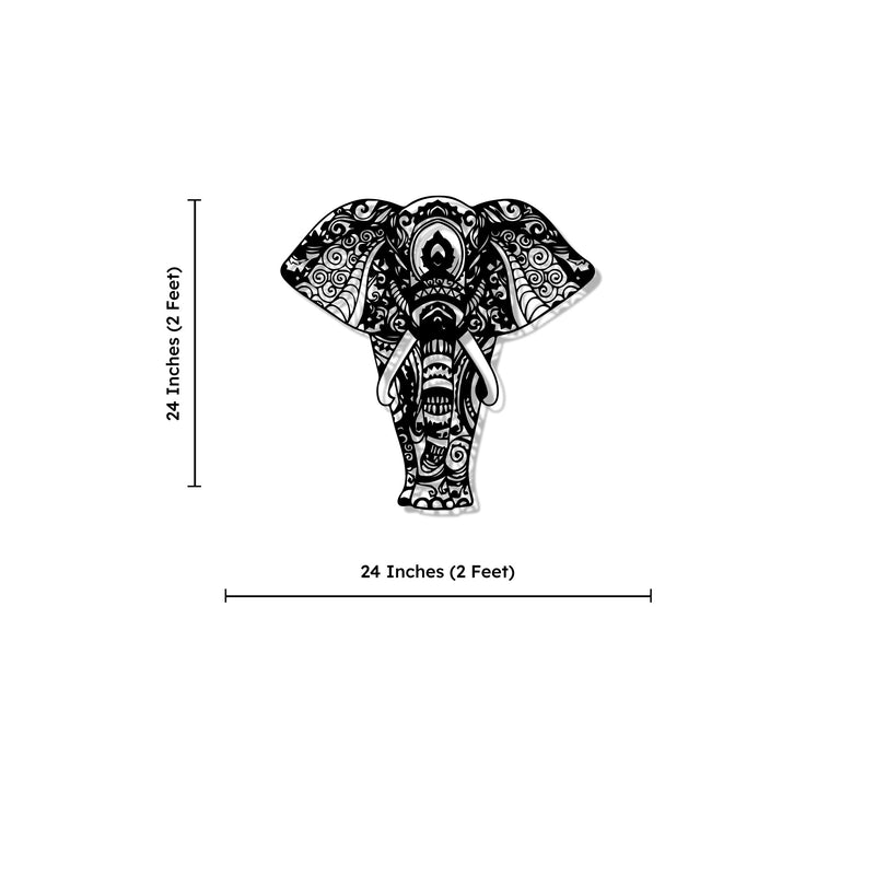 Mandala Pattern Elephant Design Metal Art Wall Decor