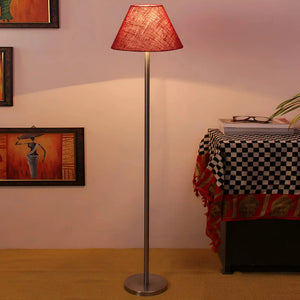 maroon-color-decorative-conical-designer-steel-floor-lamp