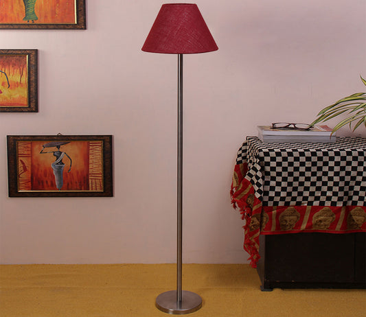 Maroon Color Decorative Conical Designer Steel Floor Lamp