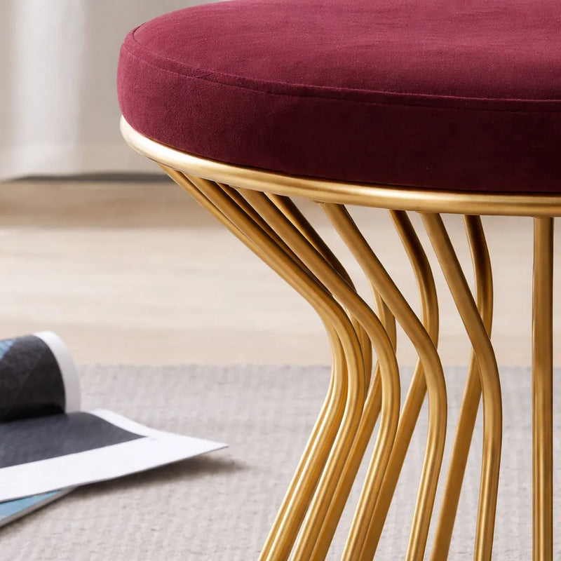 maroon-velvet-pouffe-with-glamorous-gold-detailing