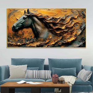 masculine-royal-black-horse-with-flowing-golden-mane-canvas-wall-painting