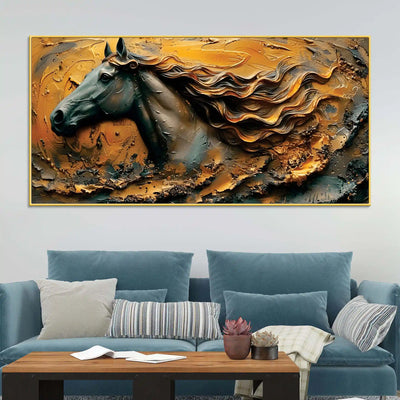 masculine-royal-black-horse-with-flowing-golden-mane-canvas-wall-painting
