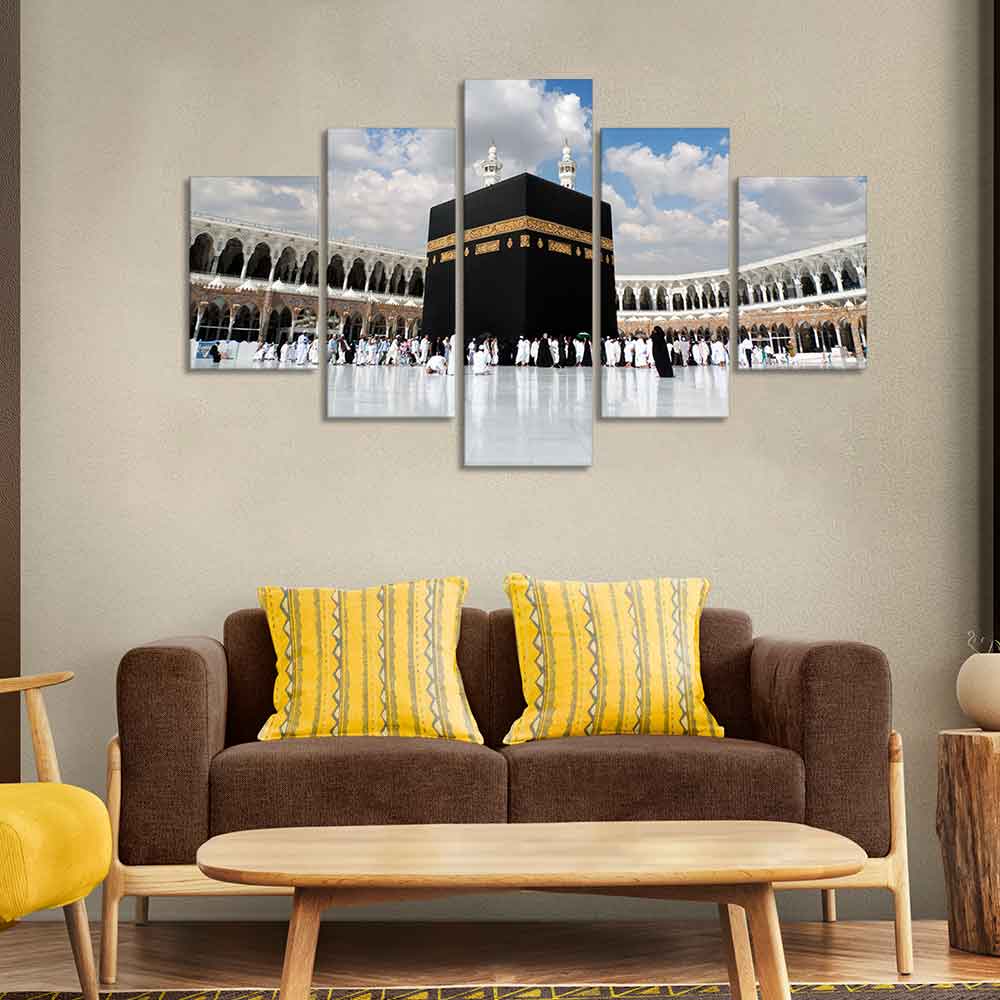 Masjid Al Haram Canvas Wall Painting of Five Pieces Set