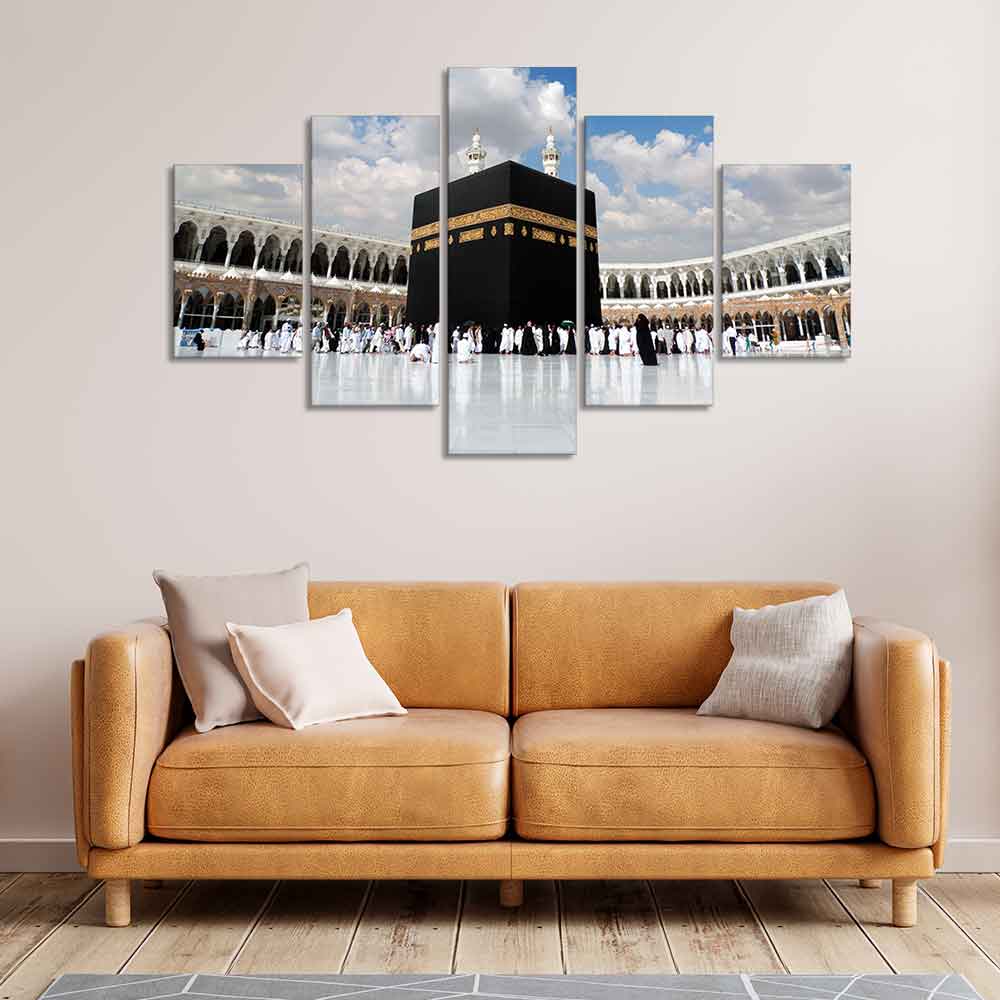 Masjid Al Haram Canvas Wall Painting of Five Pieces Set