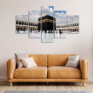 Masjid Al Haram Canvas Wall Painting of Five Pieces Set