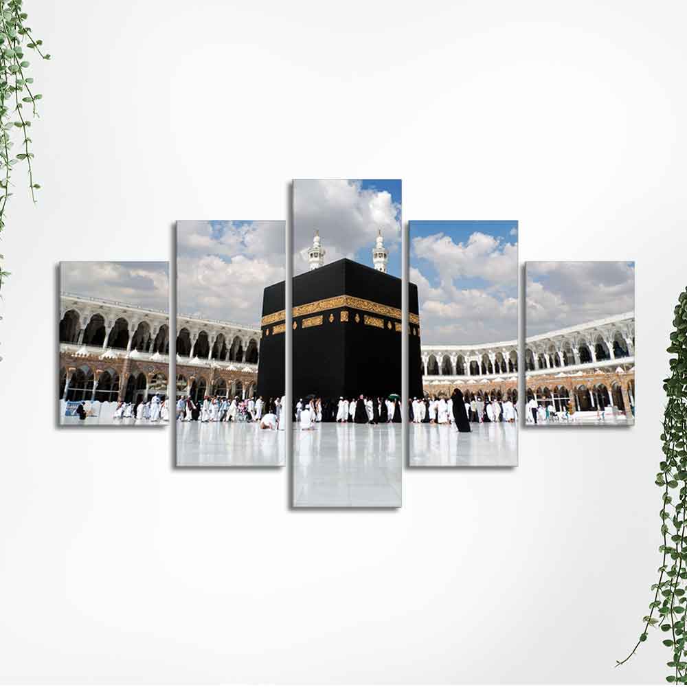 Masjid Al Haram Canvas Wall Painting of Five Pieces Set