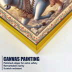 Mata Shailputri Floral Border Vertical Canvas Wall Painting