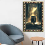 Mecca Holy Mosque Islamic Floral Border Vertical Wall Painting
