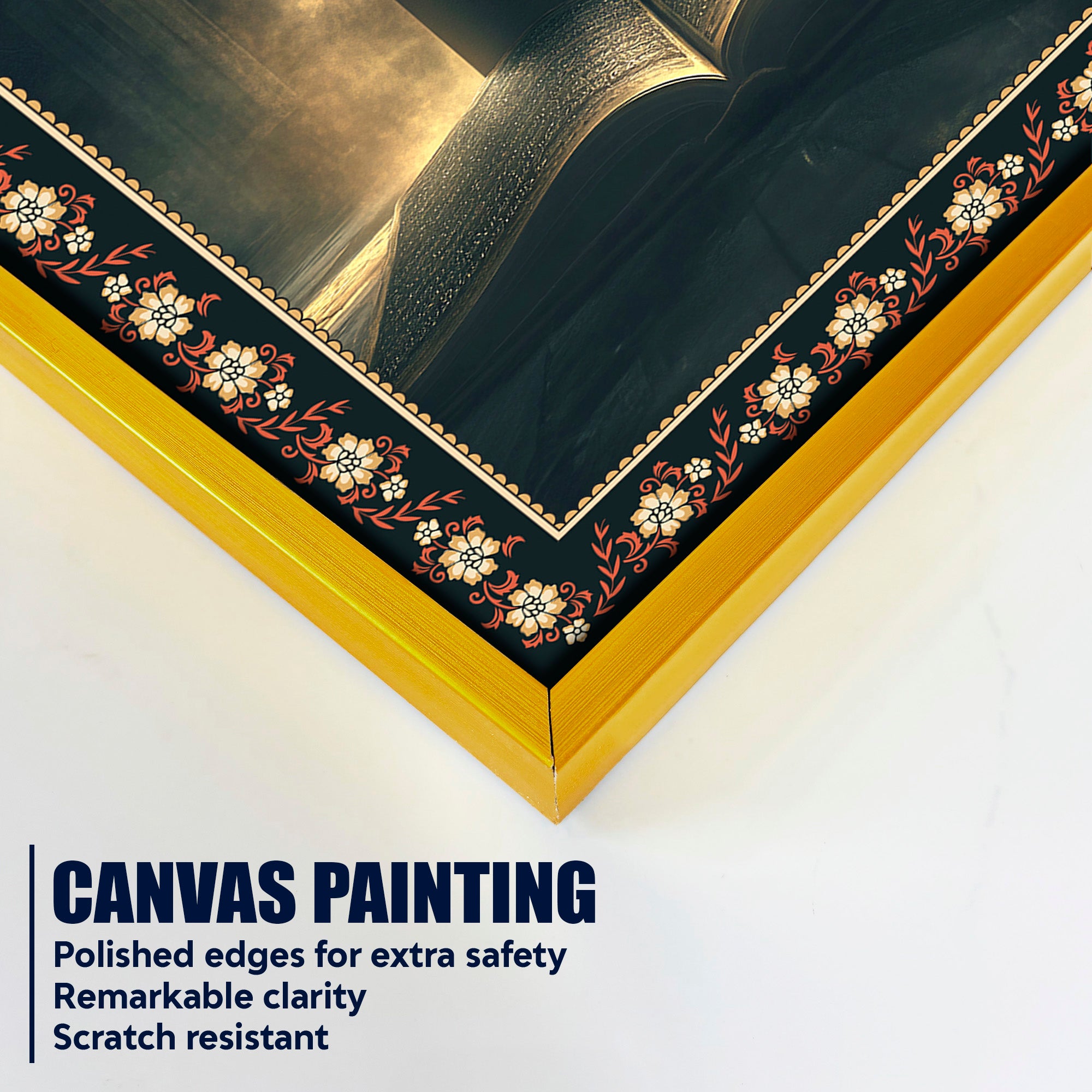 Mecca Holy Mosque Islamic Floral Border Vertical Wall Painting