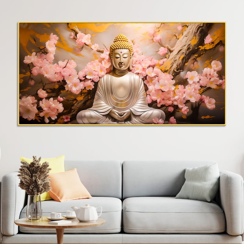meditating-buddha-floral-wall-painting-for-home-office-decor