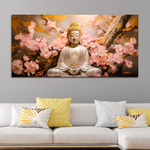 Meditating Buddha Floral Wall Painting for Home & Office Décor