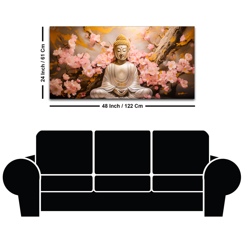 Meditating Buddha Floral Wall Painting for Home & Office Décor