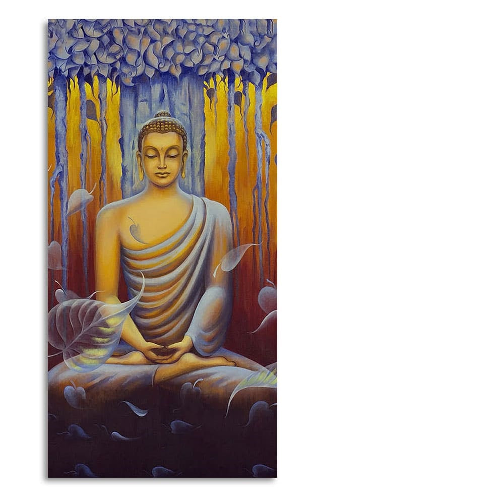 Meditating Buddha Matt Textured Canvas Wall Painting