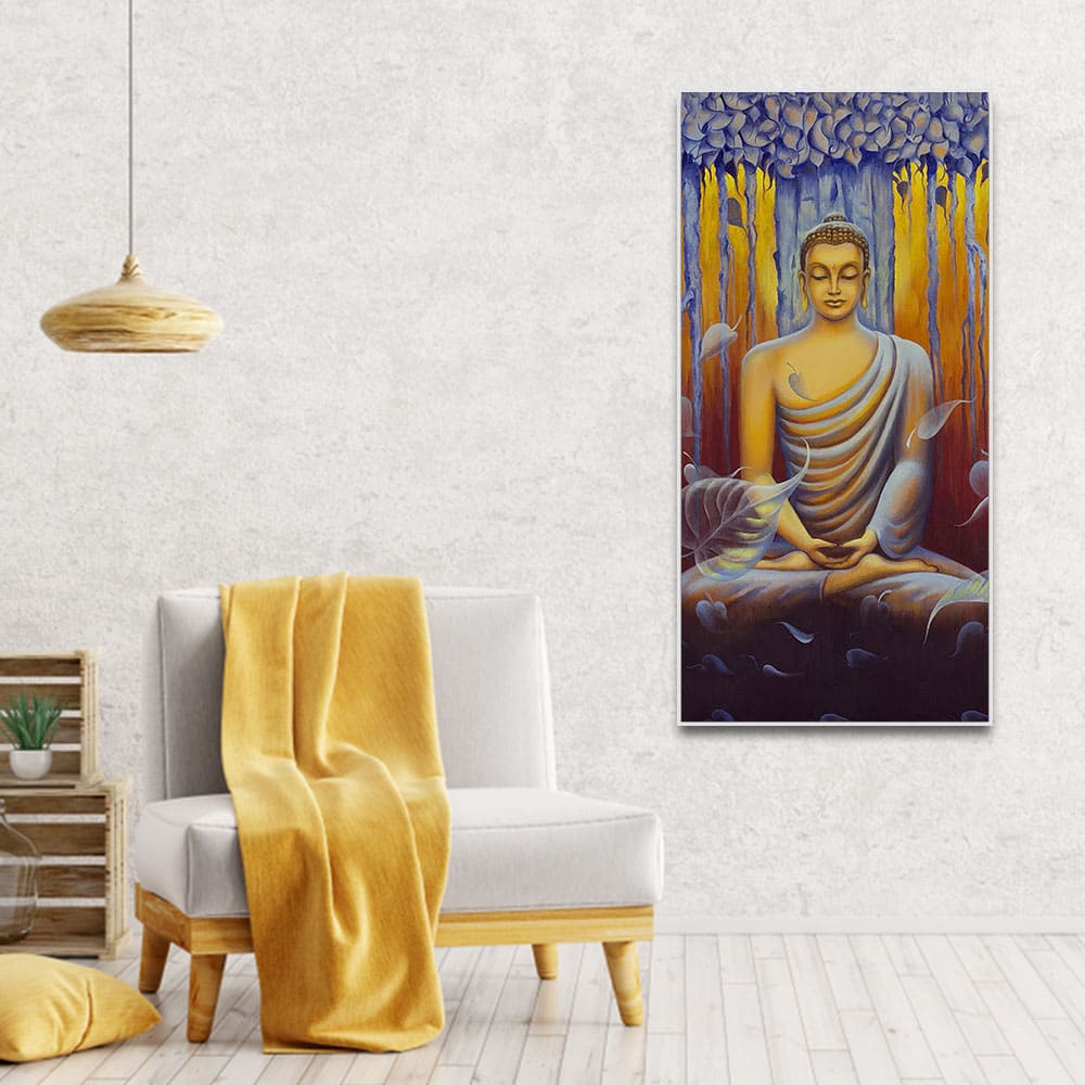 Meditating Buddha Matt Textured Canvas Wall Painting