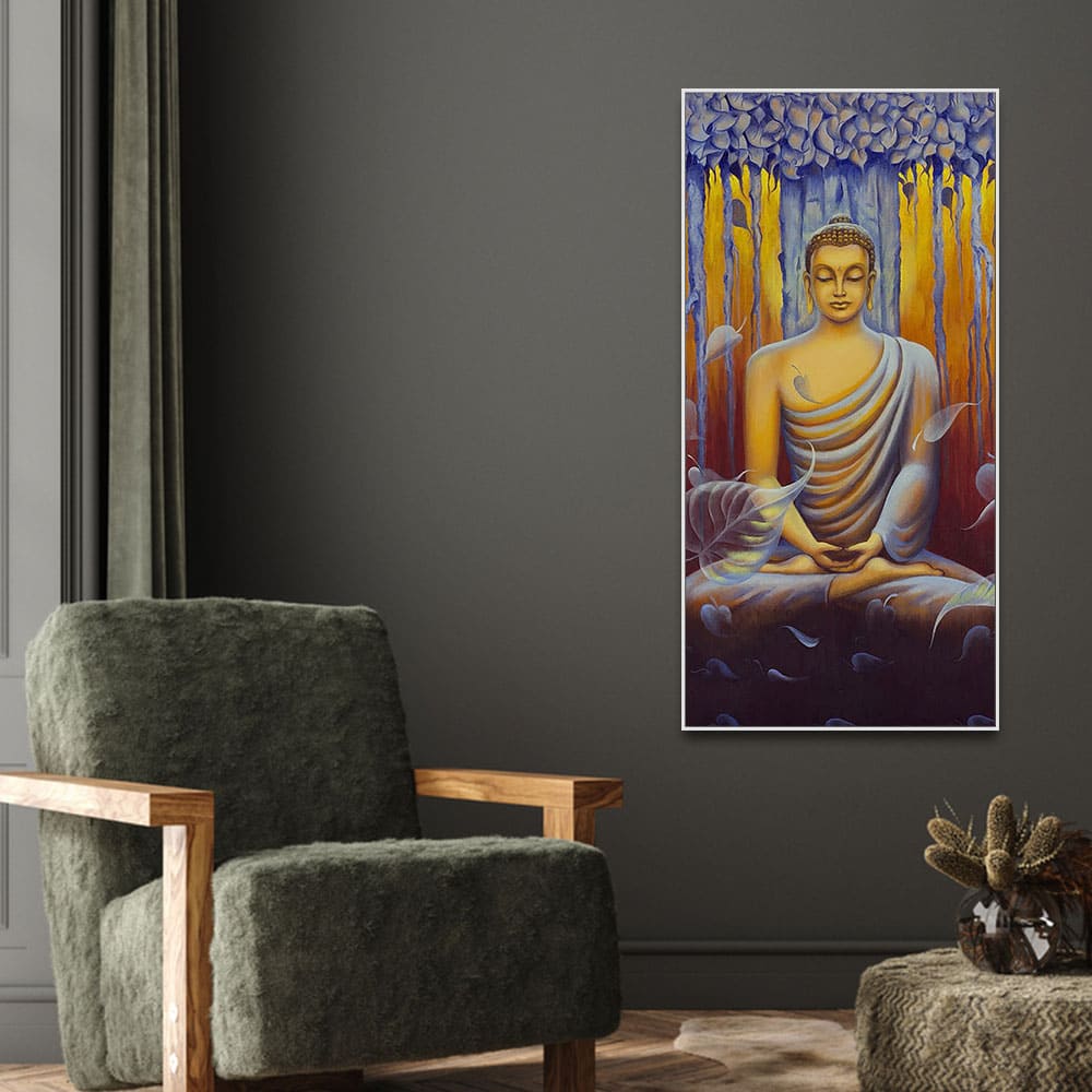 Meditating Buddha Matt Textured Canvas Wall Painting