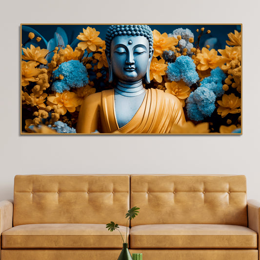 Meditating Buddha Monk Canvas Wall Painting