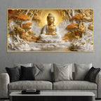 Meditating Buddha with Golden Aura 3D Canvas Wall Painting