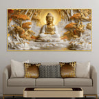Meditating Buddha with Golden Aura 3D Canvas Wall Painting