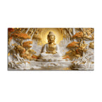 Meditating Buddha with Golden Aura 3D Canvas Wall Painting