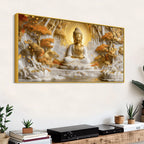 Meditating Buddha with Golden Aura 3D Canvas Wall Painting
