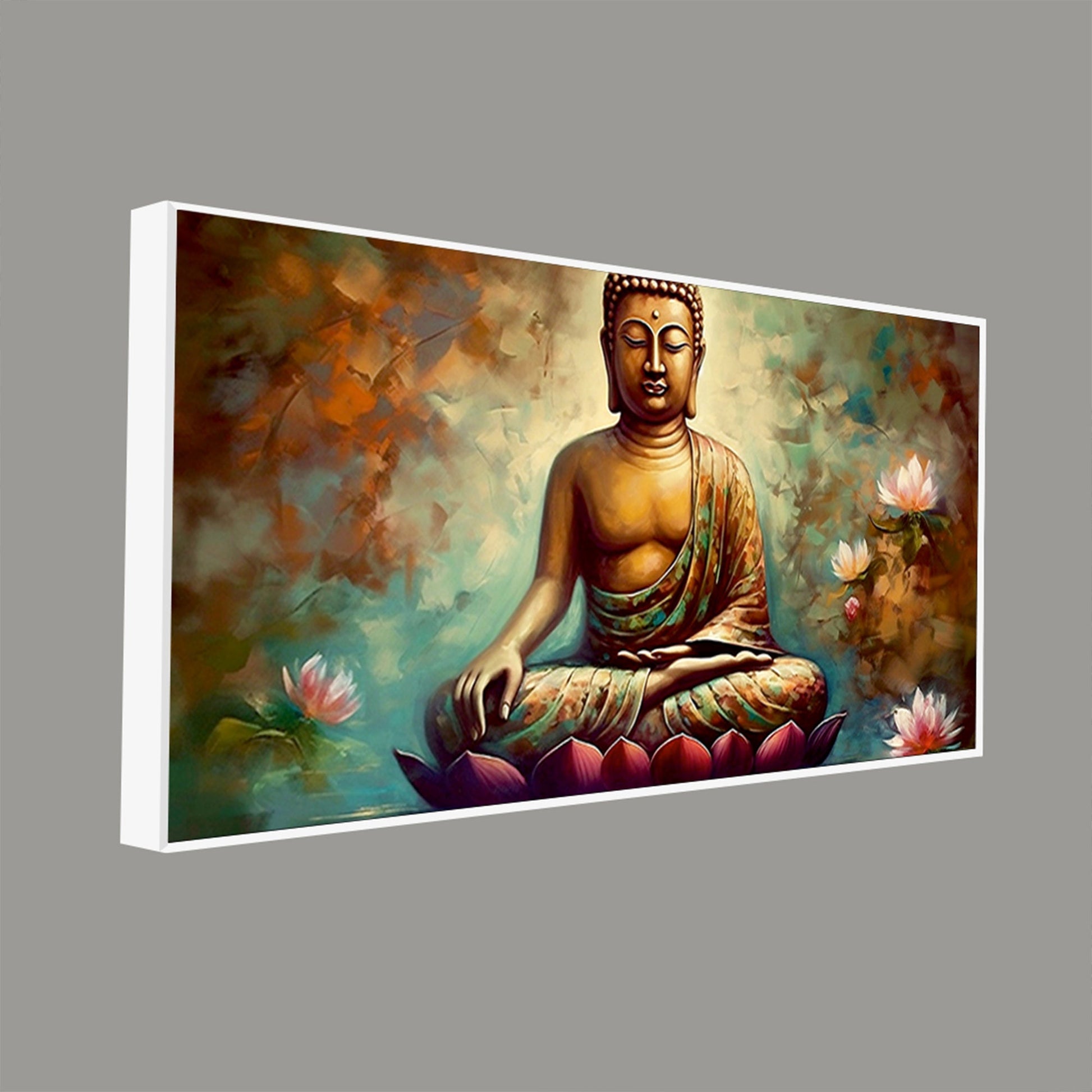 Meditating Gautam Buddha Statue Canvas Wall Painiting