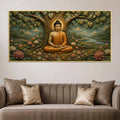 Meditating Lord Buddha Under Bodhi Tree 3D Bas-Relief Type Canvas Wall Painting