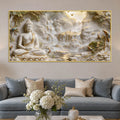 Meditating Lord Buddha with Birds & Waterfall 3D Canvas Wall Painting