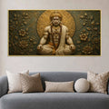 Meditating Lord Hanuman Ji 3D Bas-Relief Type Canvas Wall Painting
