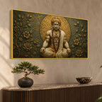 Meditating Lord Hanuman Ji 3D Bas-Relief Type Canvas Wall Painting