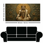 Meditating Lord Hanuman Ji 3D Bas-Relief Type Canvas Wall Painting
