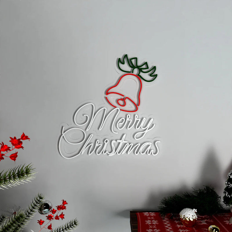 Merry Christmas with Bell LED Neon Light