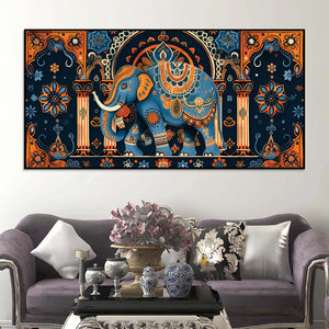 Mesmeric Elephant Mandala Art Traditional Indian Canvas Wall Painting