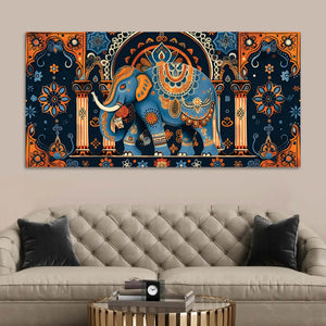 Mesmeric Elephant Mandala Art Traditional Indian Canvas Wall Painting