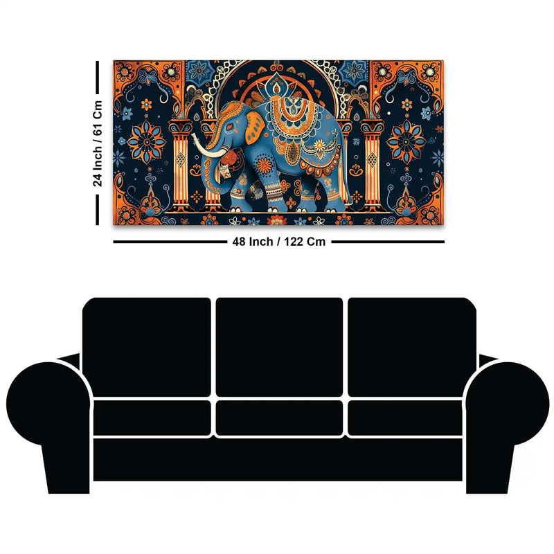 Mesmeric Elephant Mandala Art Traditional Indian Canvas Wall Painting