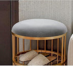 Metal Frame Shoe Bench Rack with Gray Padded Seat