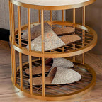 Metal Frame Shoe Bench Rack with White Padded Seat