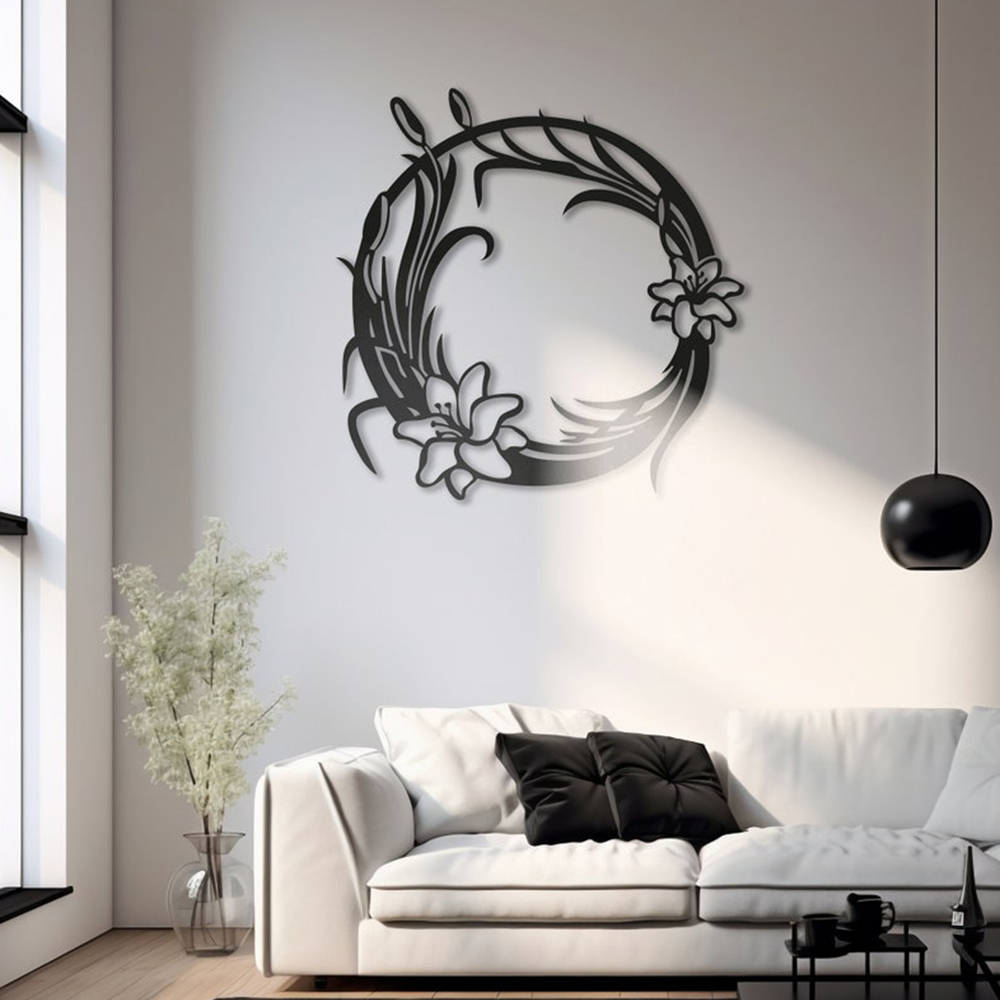 Metal Round Flower Design Wall Metal Art Decor