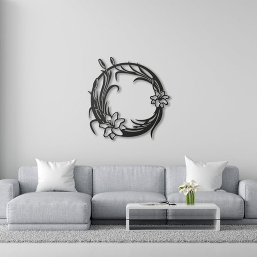 Metal Round Flower Design Wall Metal Art Decor