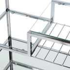 Metallic Minimalist Frame Design Bar Cart Trolley with Glass Shelves