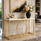 Metallic Ring Console Table with White Marble Table Top