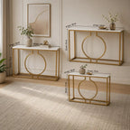 metallic-ring-console-table-with-white-marble-table-top