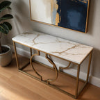 metallic-ring-console-table-with-white-marble-table-top