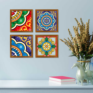 Mexican Tiles Pattern Wall Frame Set of Four